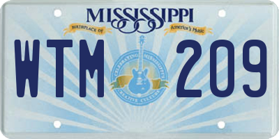 MS license plate WTM209
