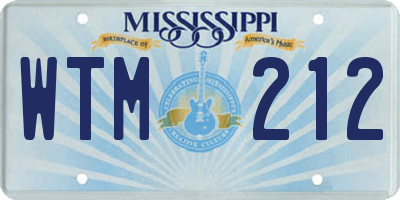 MS license plate WTM212