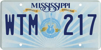 MS license plate WTM217