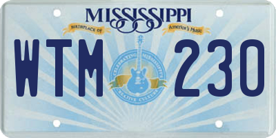MS license plate WTM230