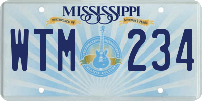 MS license plate WTM234
