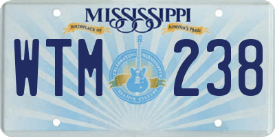 MS license plate WTM238