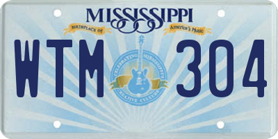 MS license plate WTM304