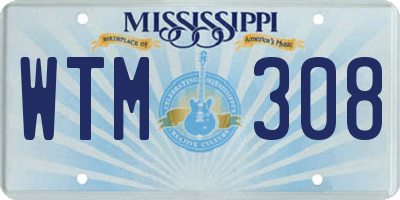 MS license plate WTM308