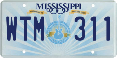 MS license plate WTM311