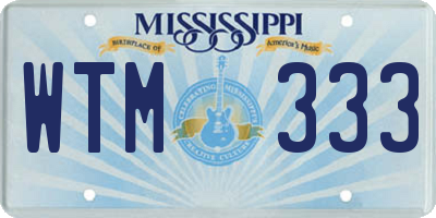 MS license plate WTM333