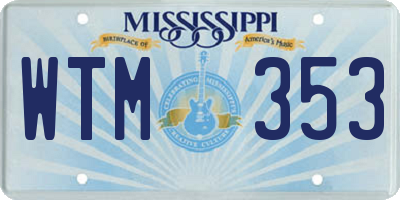 MS license plate WTM353