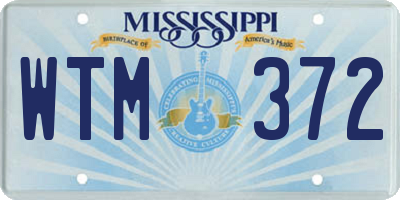 MS license plate WTM372