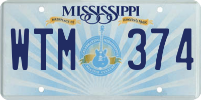 MS license plate WTM374