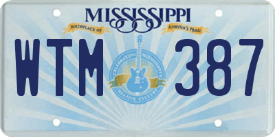 MS license plate WTM387