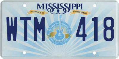 MS license plate WTM418