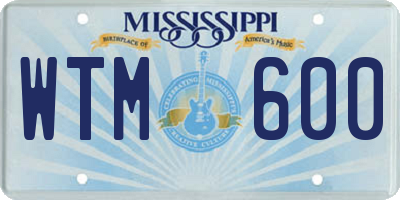 MS license plate WTM600