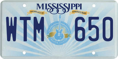MS license plate WTM650