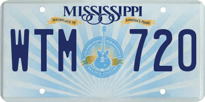 MS license plate WTM720