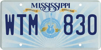 MS license plate WTM830