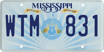 MS license plate WTM831