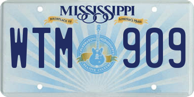 MS license plate WTM909