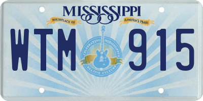MS license plate WTM915