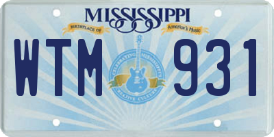 MS license plate WTM931