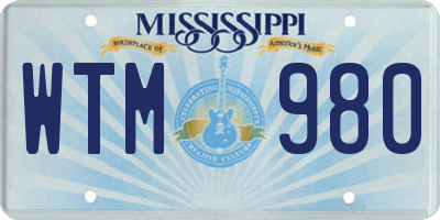 MS license plate WTM980