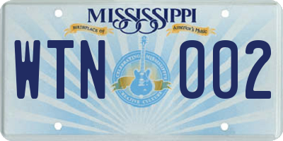 MS license plate WTN002