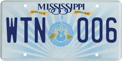 MS license plate WTN006
