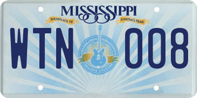 MS license plate WTN008