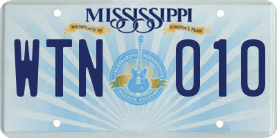 MS license plate WTN010