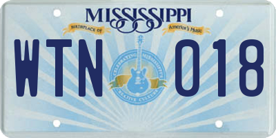MS license plate WTN018