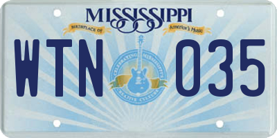 MS license plate WTN035