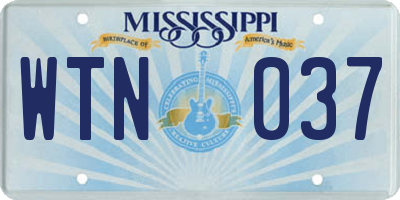 MS license plate WTN037