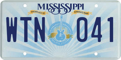 MS license plate WTN041