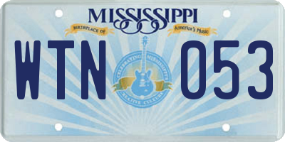 MS license plate WTN053