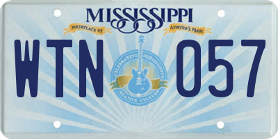 MS license plate WTN057