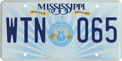 MS license plate WTN065