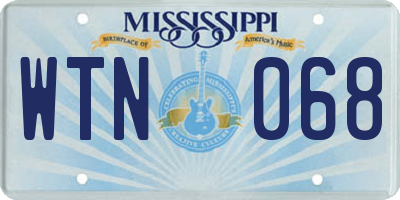 MS license plate WTN068