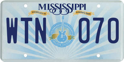 MS license plate WTN070