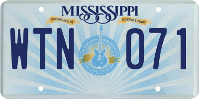 MS license plate WTN071