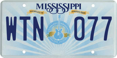 MS license plate WTN077