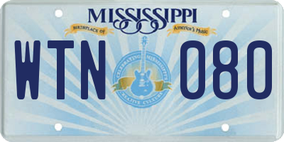 MS license plate WTN080