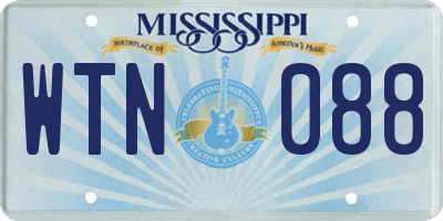 MS license plate WTN088