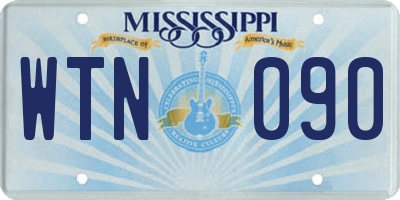 MS license plate WTN090