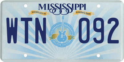 MS license plate WTN092