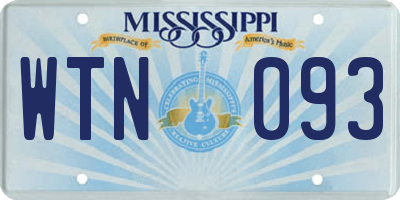 MS license plate WTN093