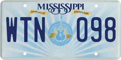 MS license plate WTN098