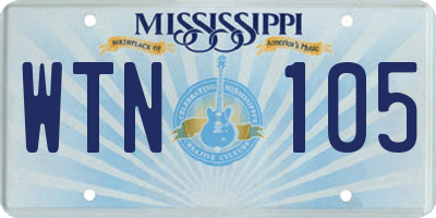 MS license plate WTN105