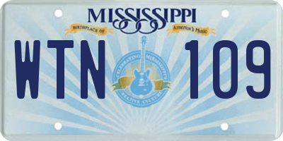 MS license plate WTN109