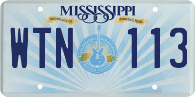 MS license plate WTN113