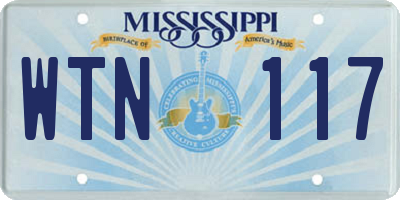 MS license plate WTN117