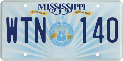 MS license plate WTN140